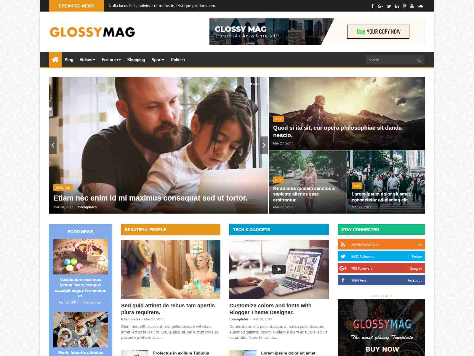 Detail Glossy Mag Blogger Template Nomer 23