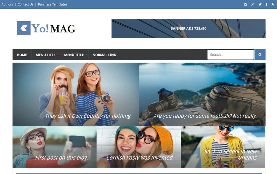 Detail Glossy Mag Blogger Template Nomer 32