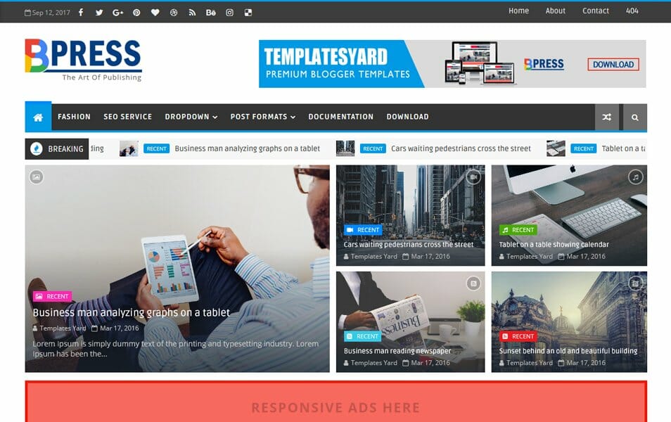 Detail Glossy Mag Blogger Template Nomer 42