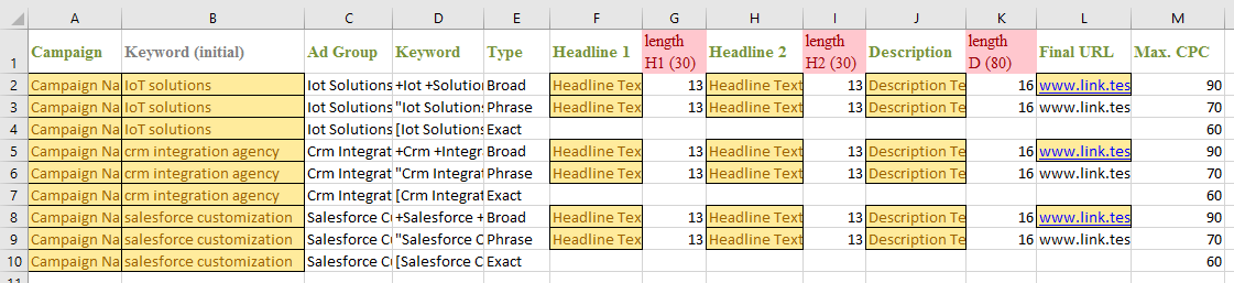 Detail Google Ads Excel Template Nomer 22