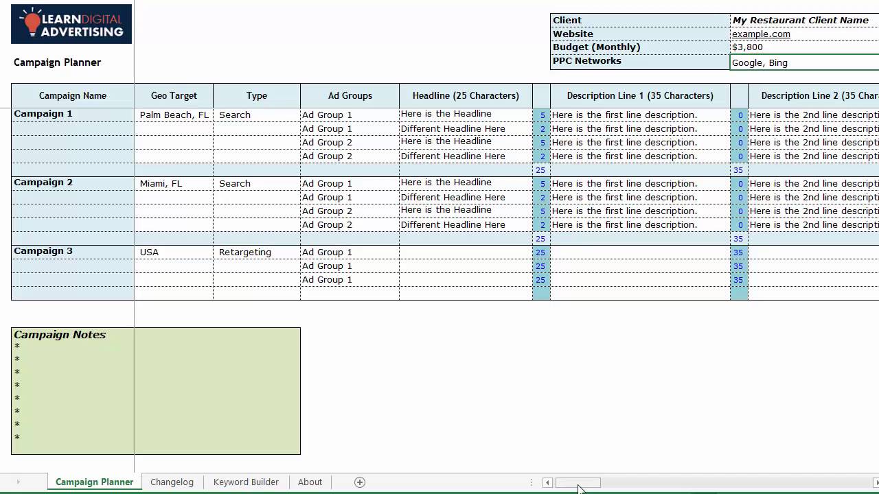 Detail Google Ads Excel Template Nomer 4