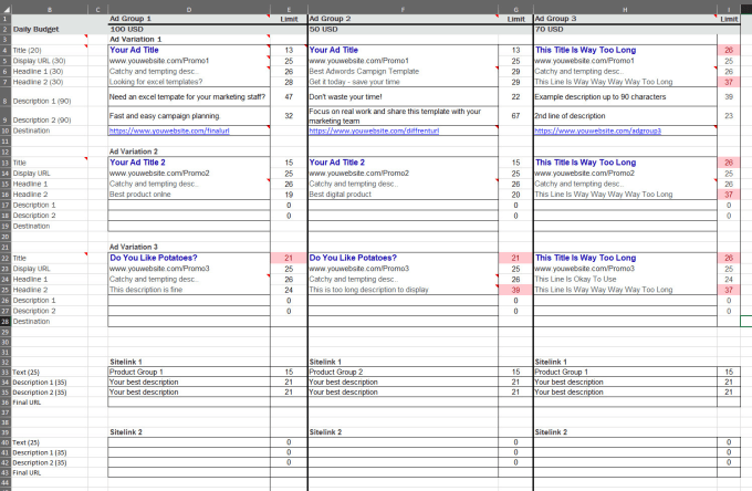 Detail Google Ads Excel Template Nomer 6