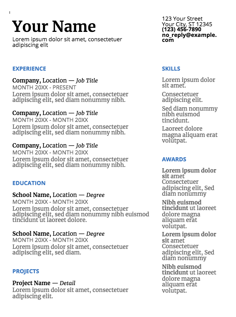 Detail Google Docs Resume Template Nomer 18