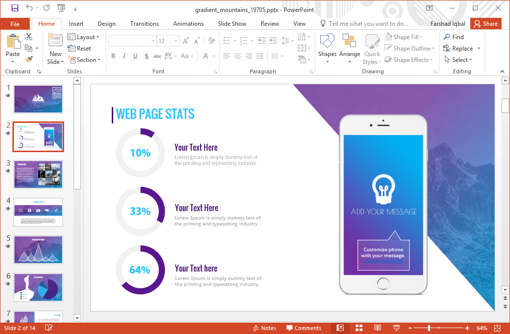 Detail Gradient Powerpoint Template Nomer 12