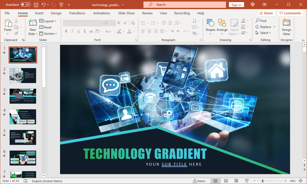 Detail Gradient Powerpoint Template Nomer 48