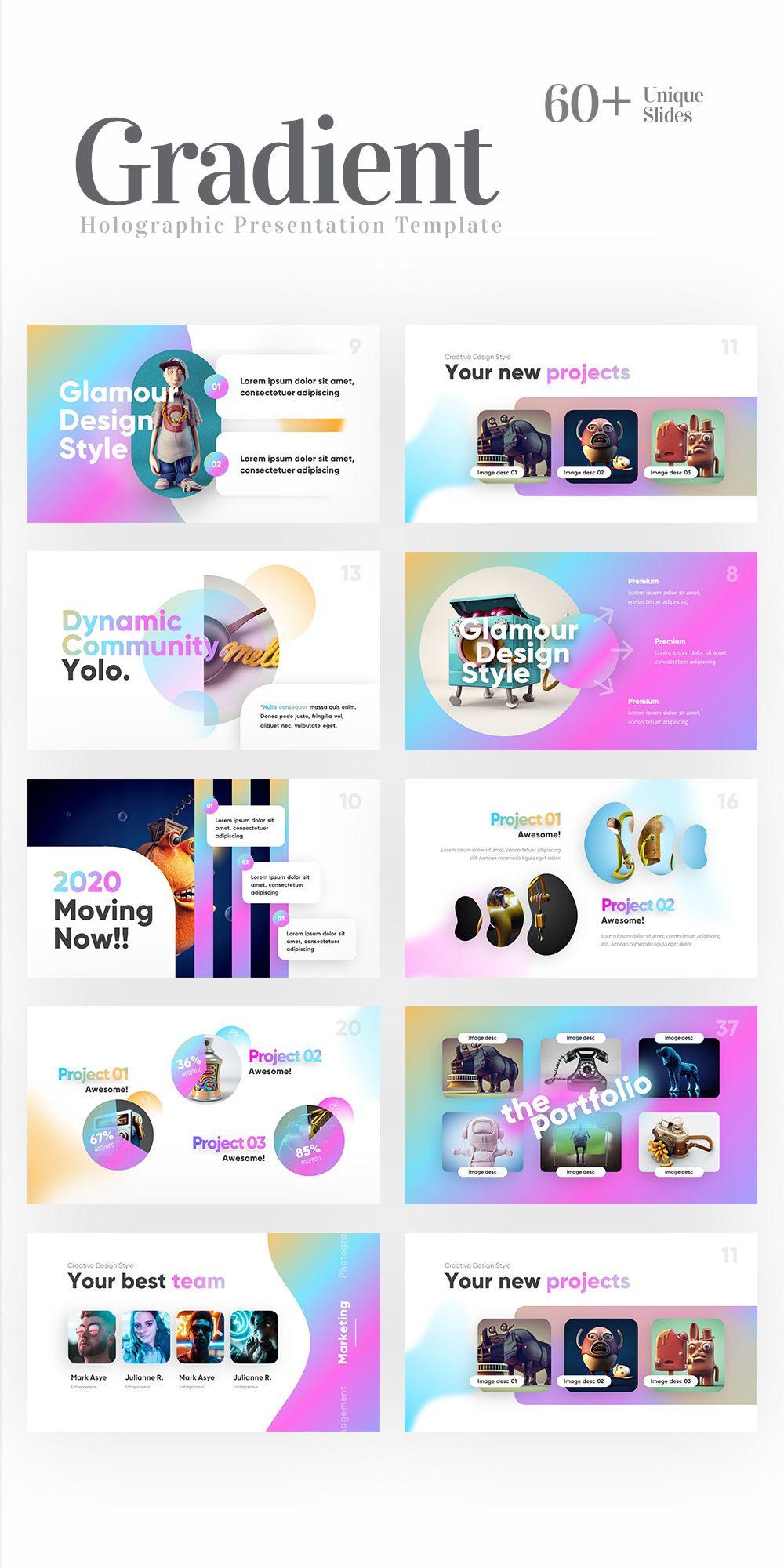 Detail Gradient Powerpoint Template Nomer 54