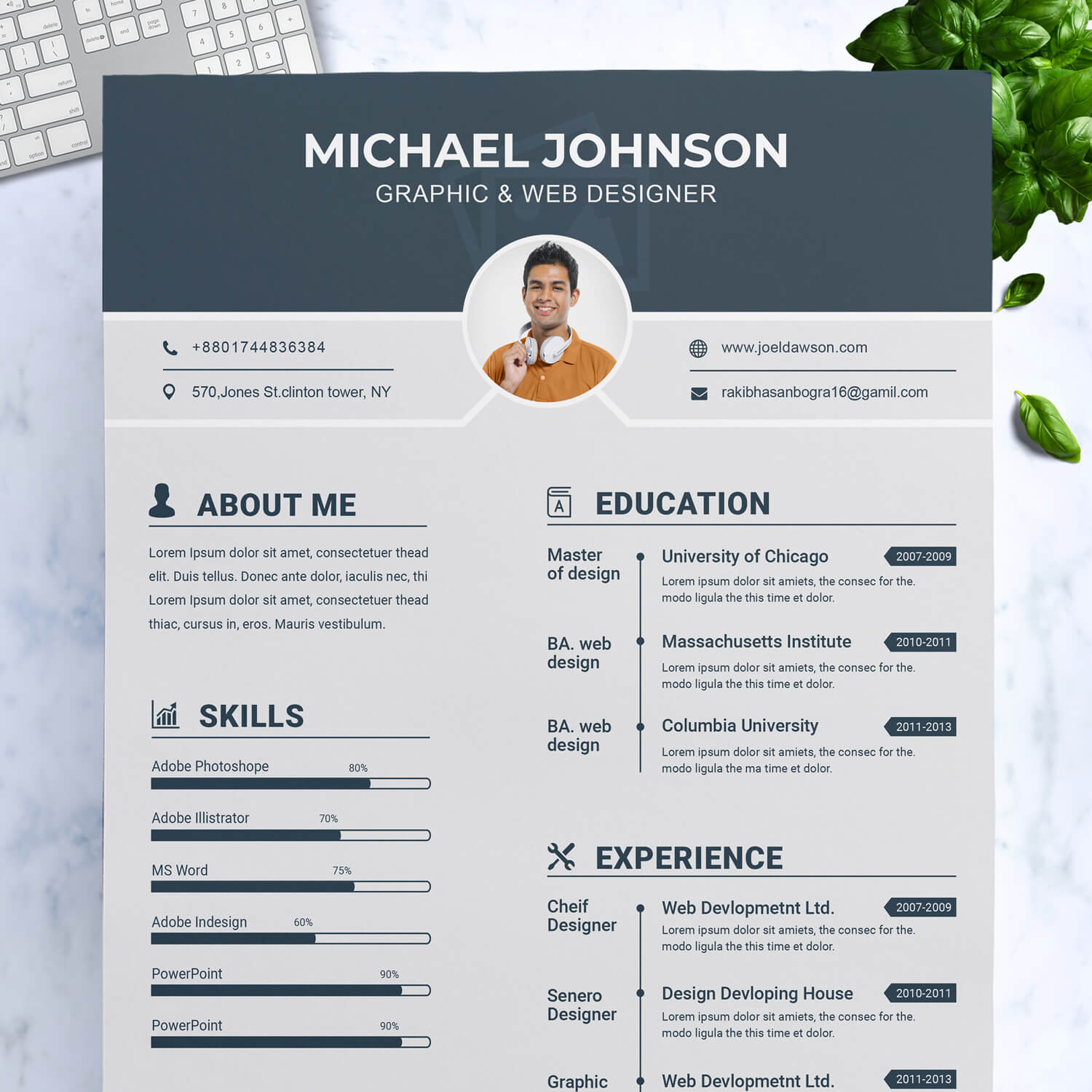 Detail Graphic Designer Resume Template Nomer 8