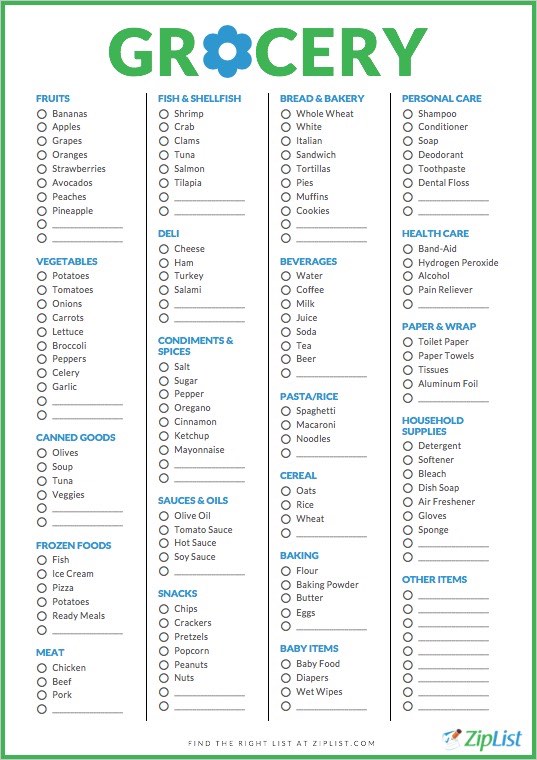 Grocery List Template - KibrisPDR