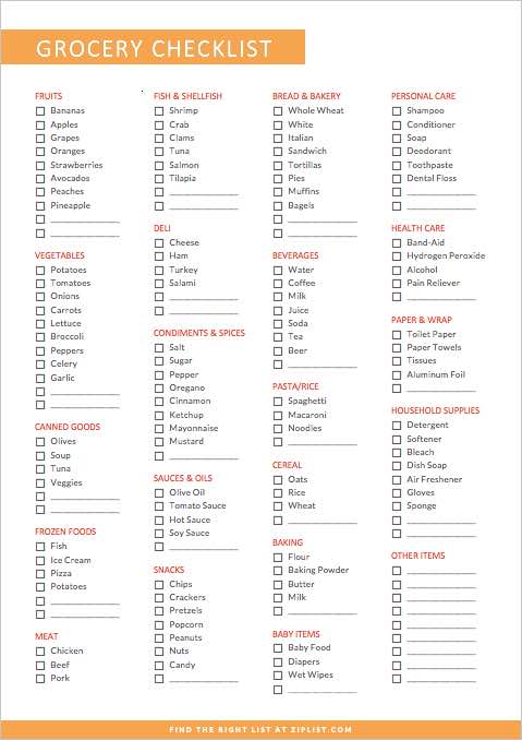 Detail Grocery List Template Nomer 31