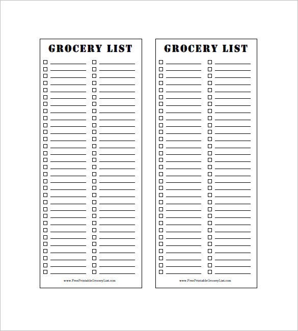 Detail Grocery List Template Nomer 47