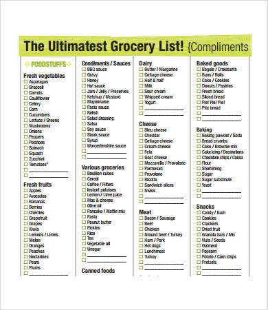 Detail Grocery List Template Nomer 49