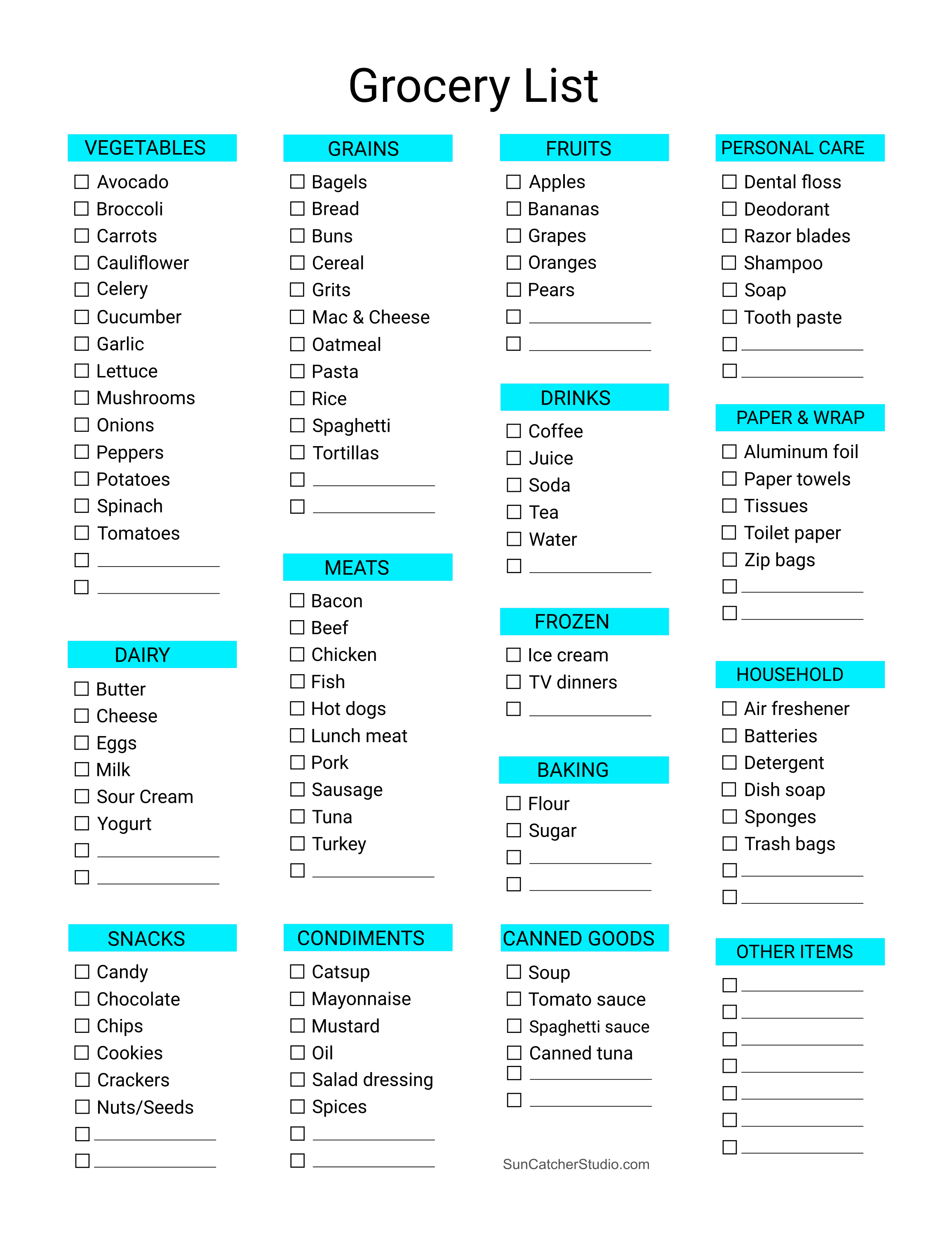 Detail Grocery List Template Nomer 52