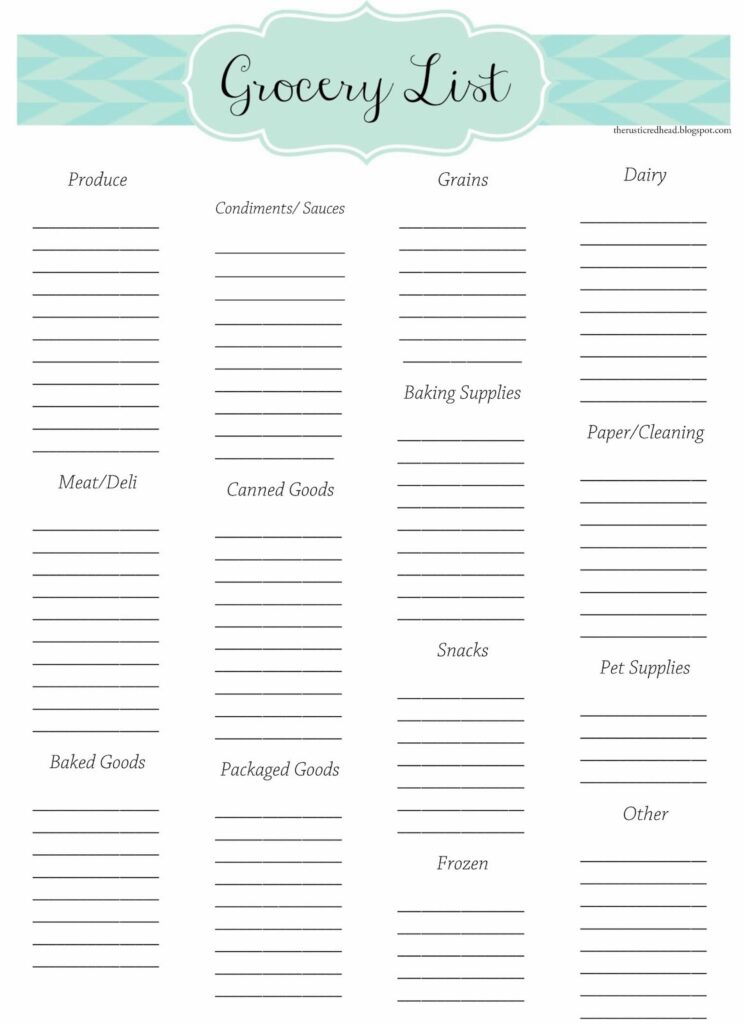 Detail Grocery List Template Nomer 53