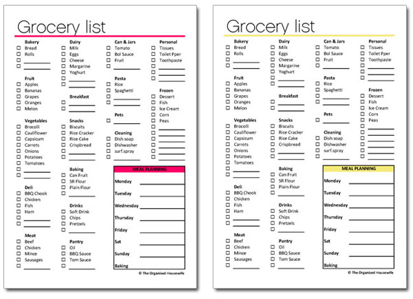 Detail Grocery List Template Nomer 56