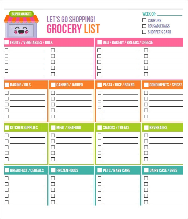 Detail Grocery List Template Google Docs Nomer 15