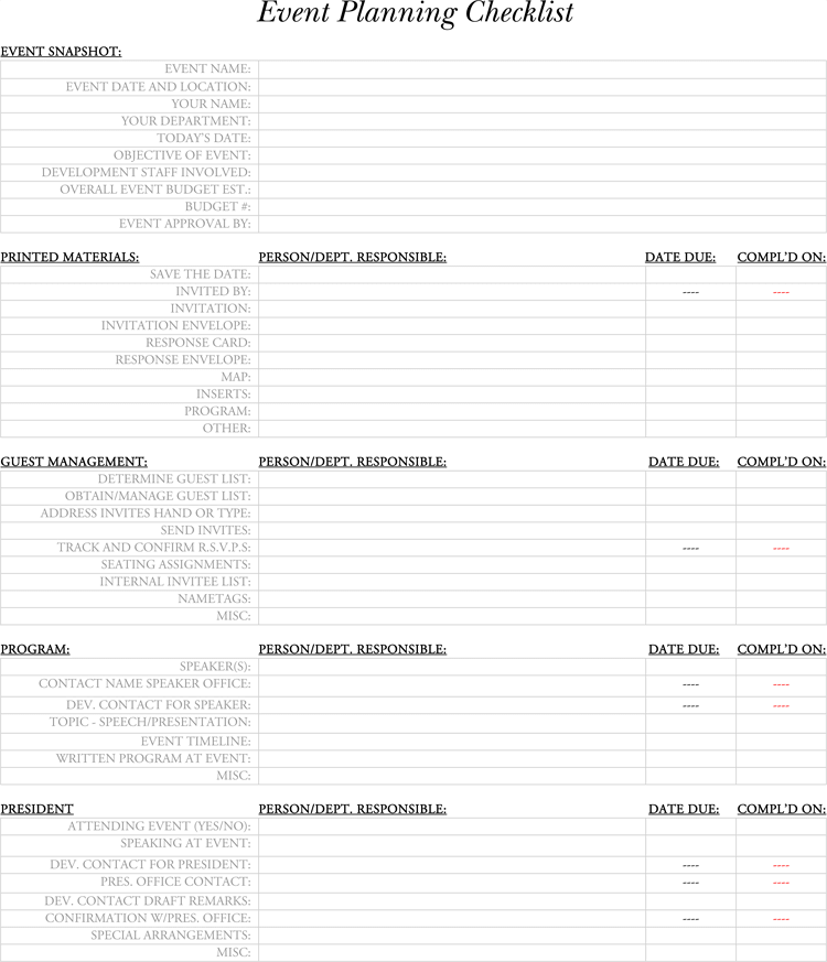 Detail Guest Checklist Template Nomer 49