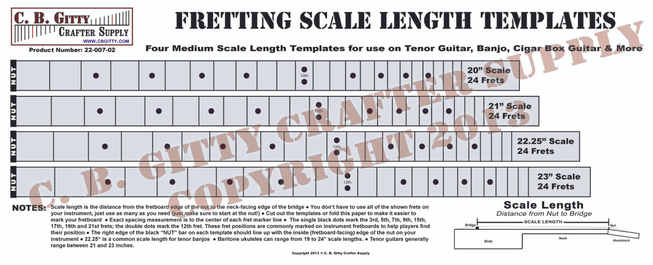 Detail Guitar Fret Template Nomer 45