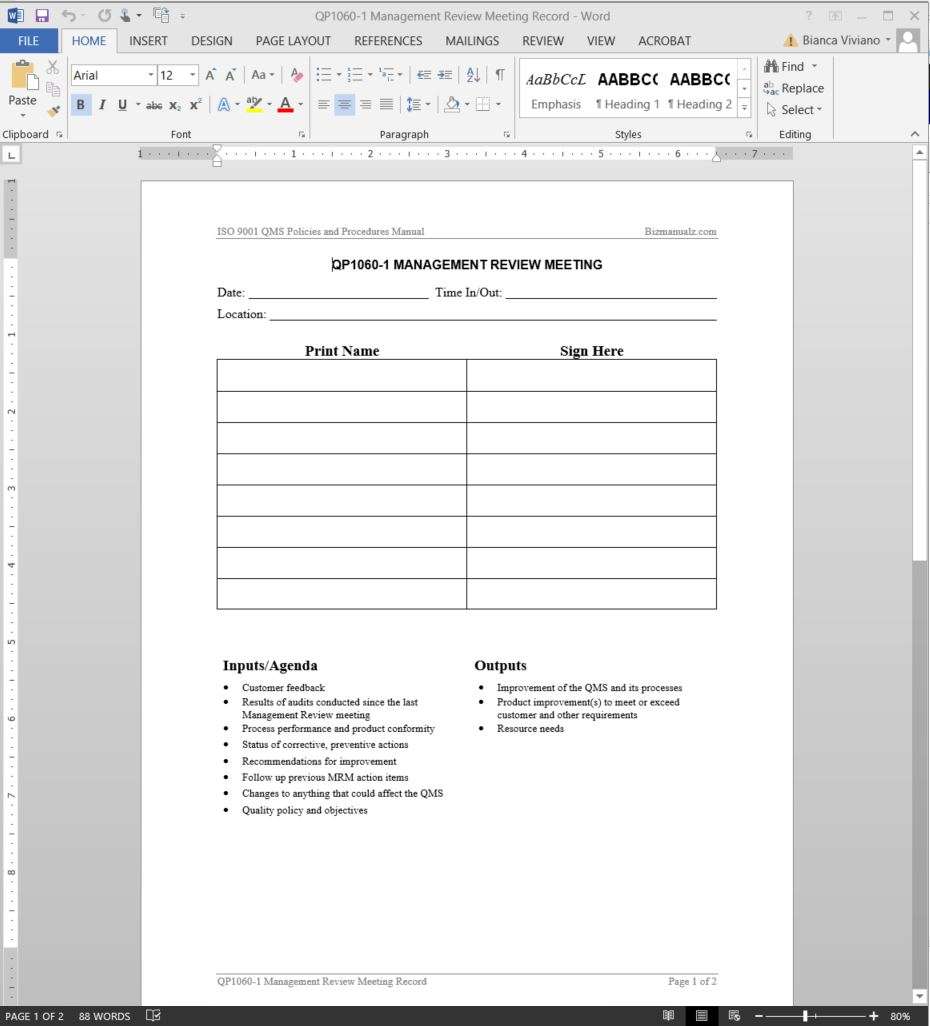 Haccp Management Review Meeting Minutes Template - KibrisPDR