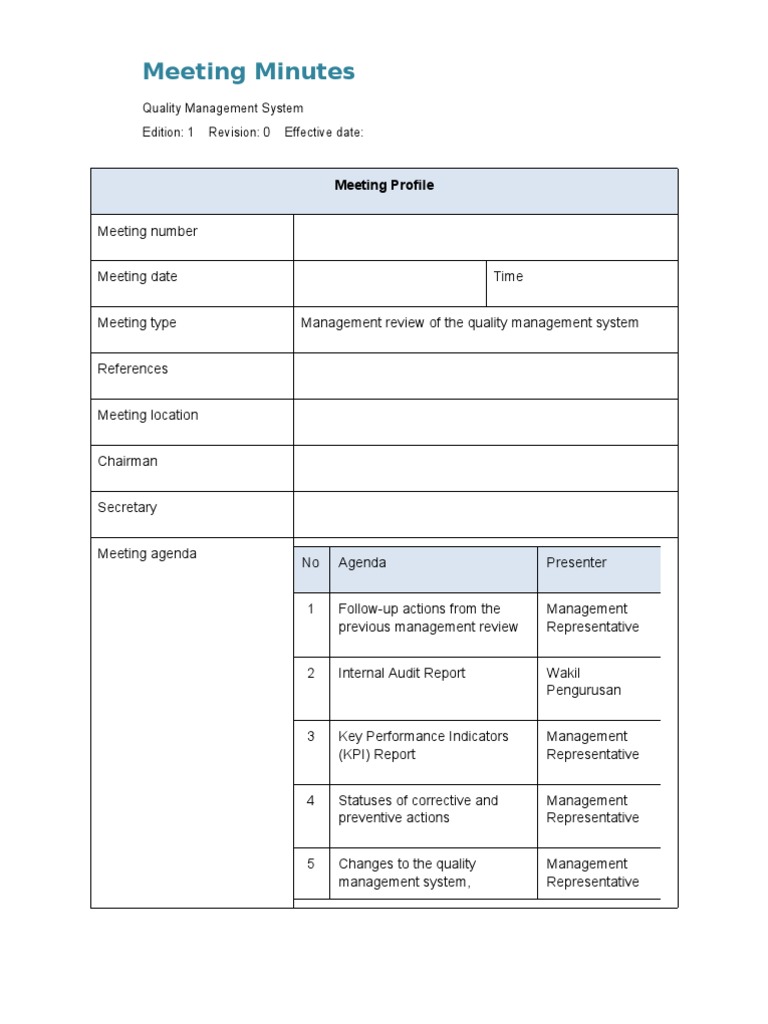 Detail Haccp Management Review Meeting Minutes Template Nomer 3