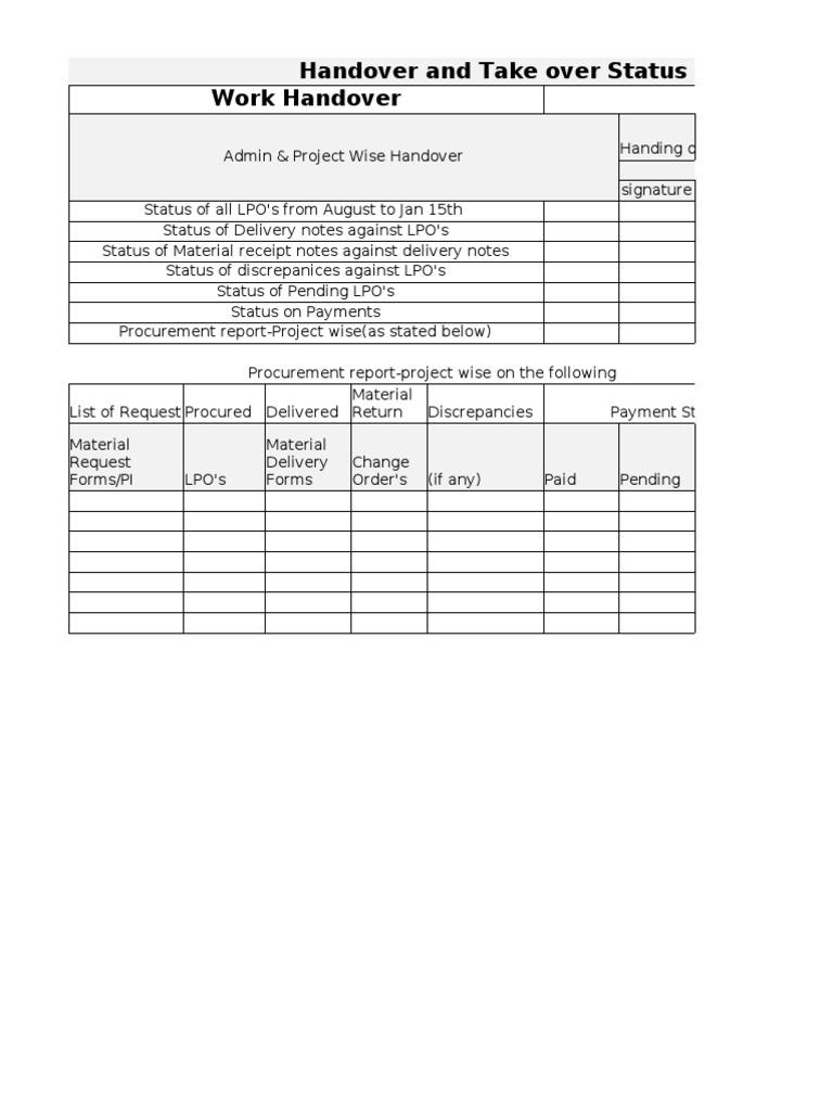 Detail Handover List Template Nomer 14