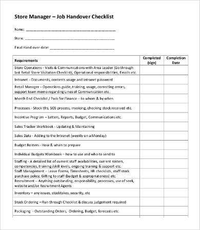 Detail Handover List Template Nomer 16