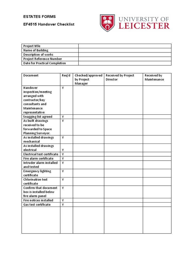 Detail Handover List Template Nomer 17