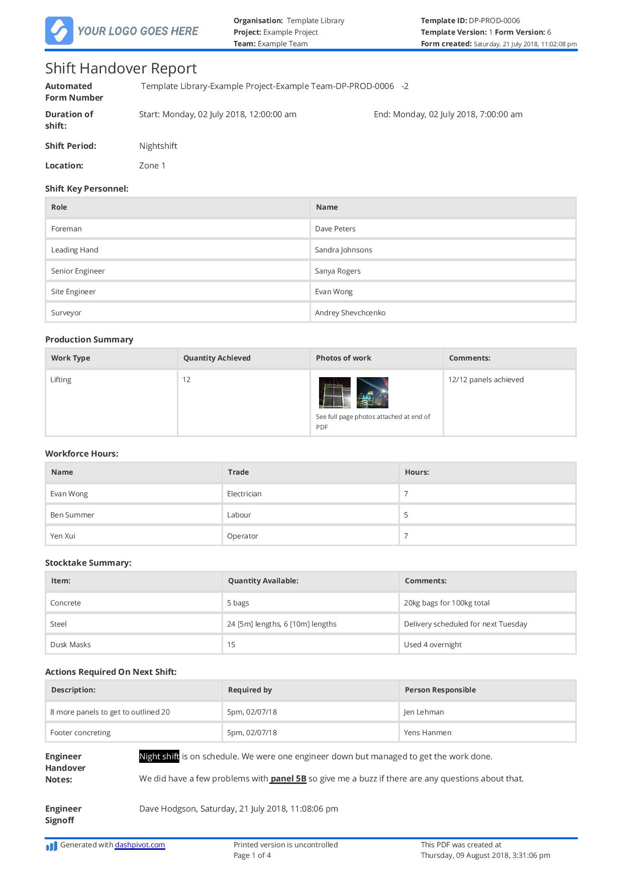 Detail Handover List Template Nomer 20
