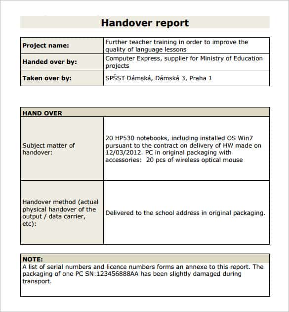 Detail Handover List Template Nomer 25