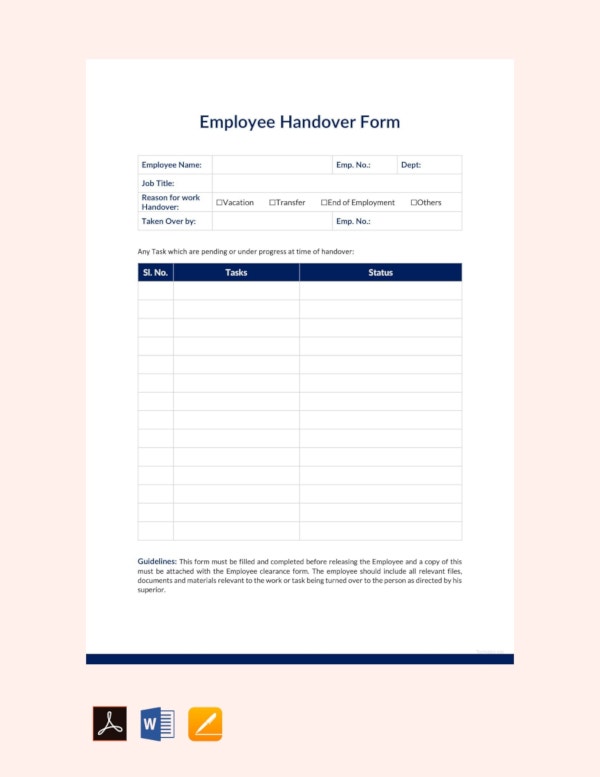 Detail Handover List Template Nomer 4