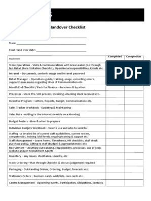 Detail Handover List Template Nomer 35
