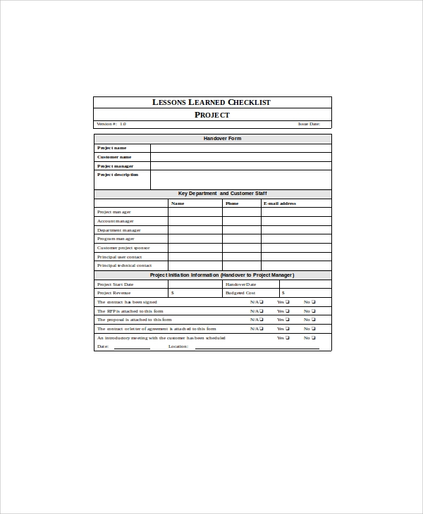 Detail Handover List Template Nomer 44