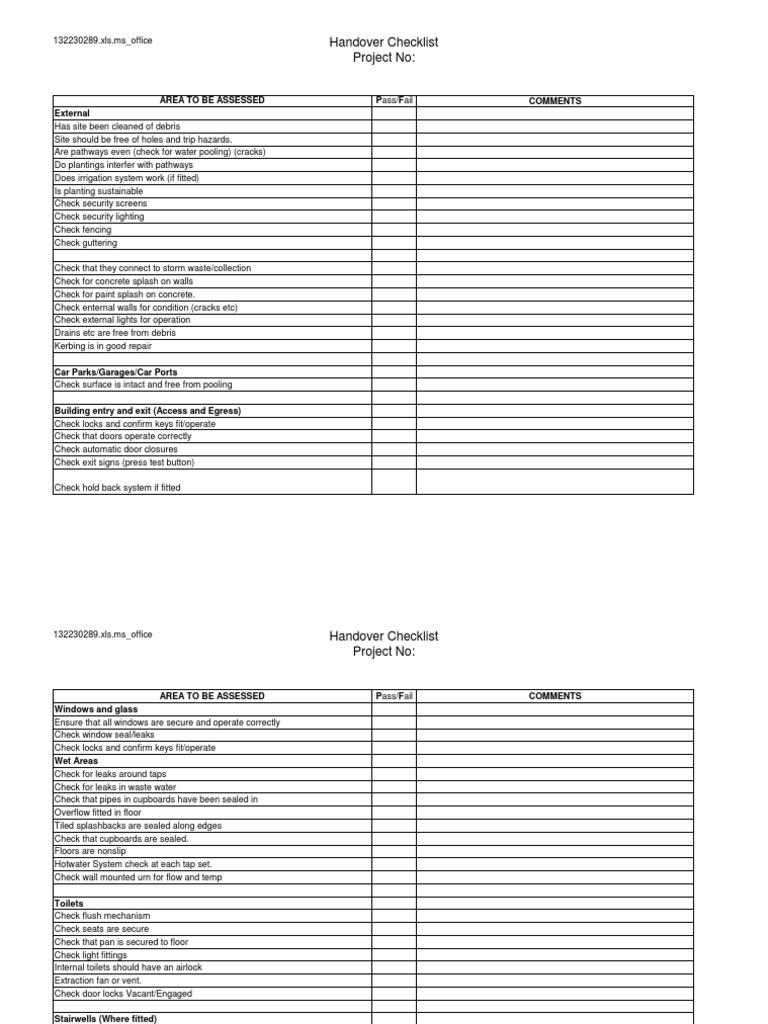 Detail Handover List Template Nomer 48