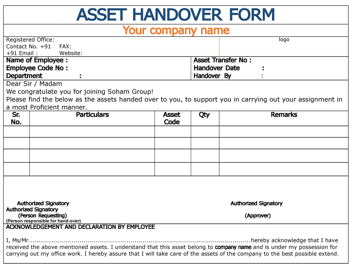 Detail Handover List Template Nomer 51