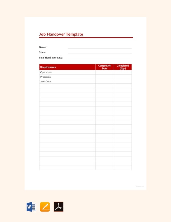 Detail Handover List Template Nomer 9