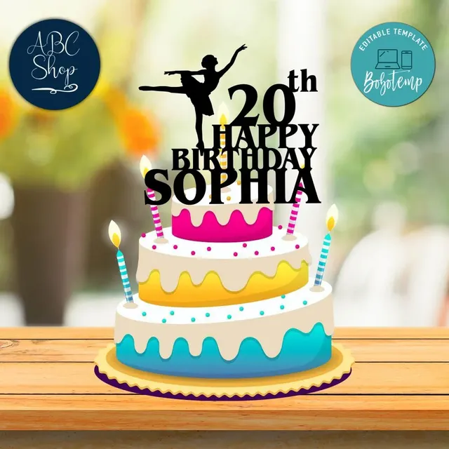 Detail Happy Birthday Topper Template Nomer 32