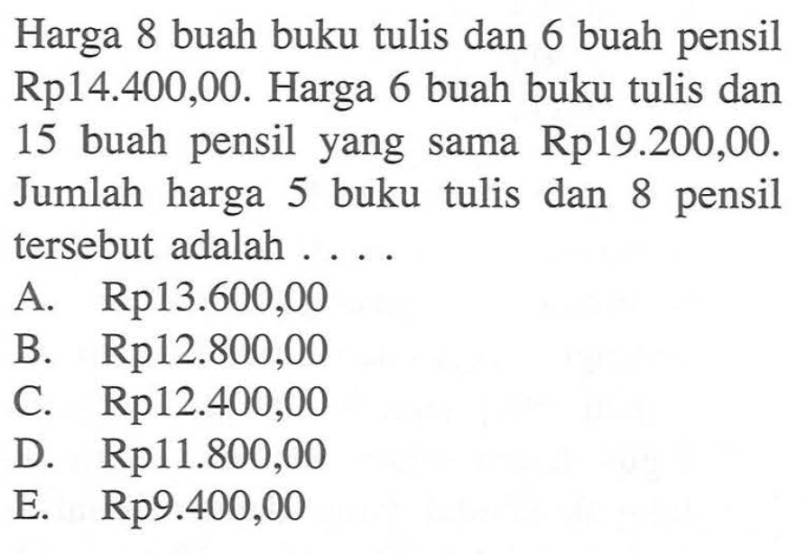 Detail Harga 8 Buah Buku Tulis Dan 6 Buah Pensil Nomer 30