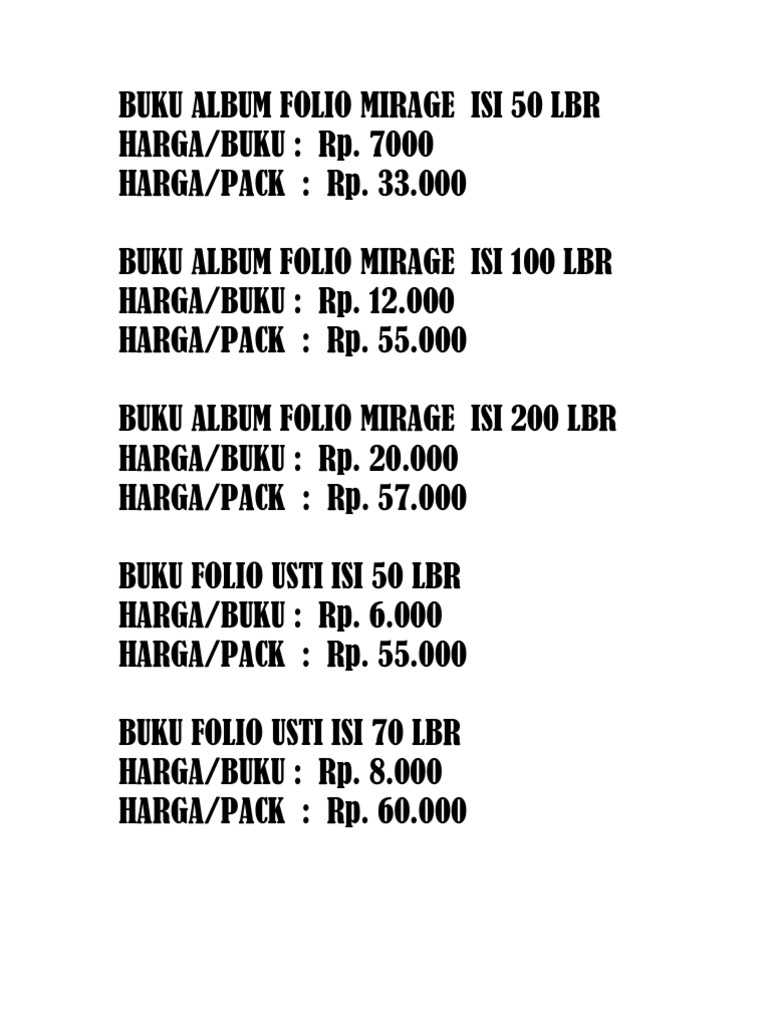 Detail Harga Buku Album Nomer 43