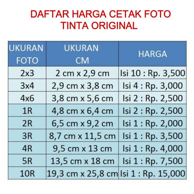 Detail Harga Foto 3x4 Nomer 2