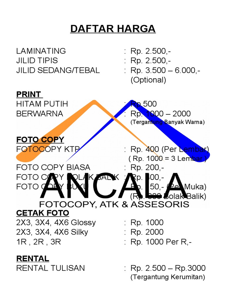 Detail Harga Foto Copy Warna Perlembar Nomer 9