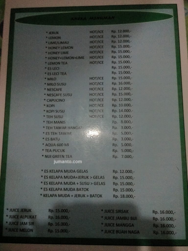 Detail Harga Menu Makanan Di Rumah Kayu Bandar Lampung Nomer 3