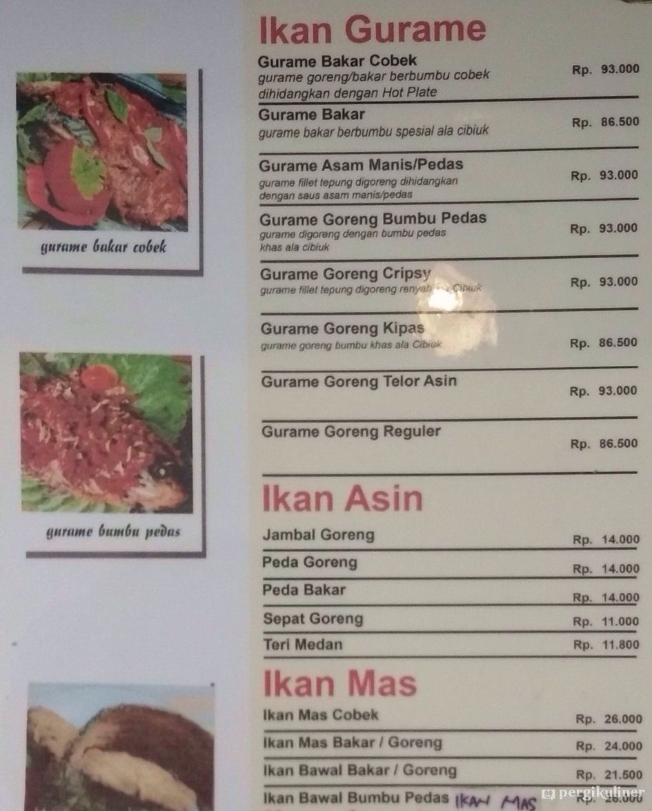 Detail Harga Menu Rumah Makan Cibiuk Bandung Nomer 22