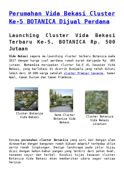 Detail Harga Rumah Vida Bekasi 2017 Nomer 19