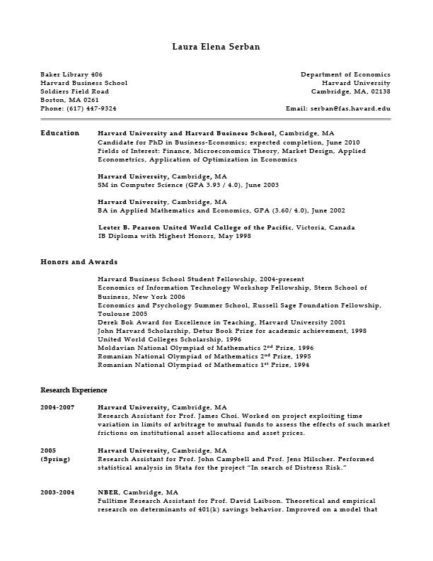 Detail Harvard Resume Template Nomer 11