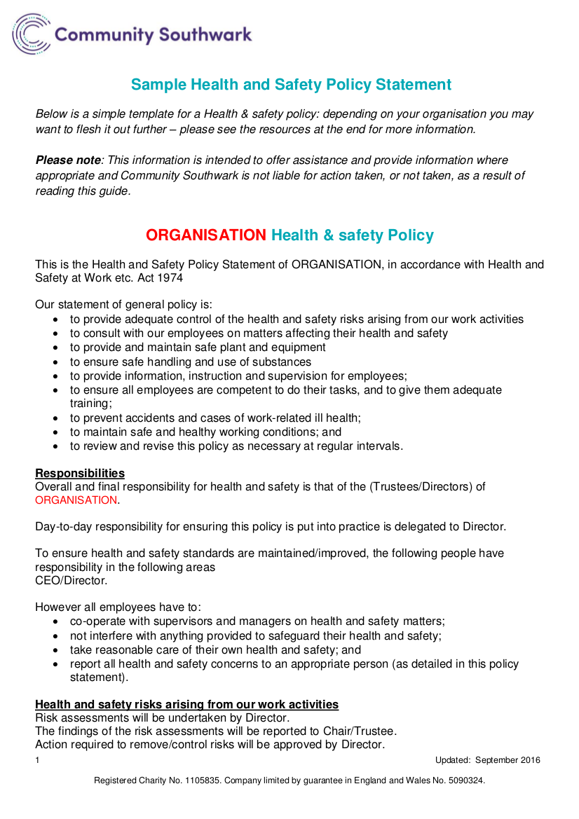 Detail Health And Safety Manual Template Free Nomer 12