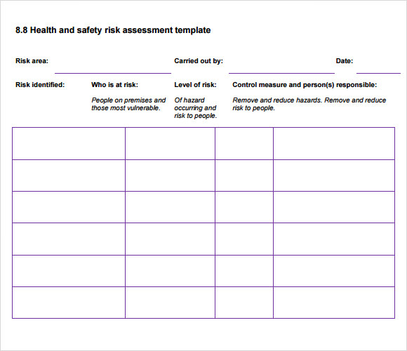 Detail Health And Safety Risk Assessment Template Free Nomer 16