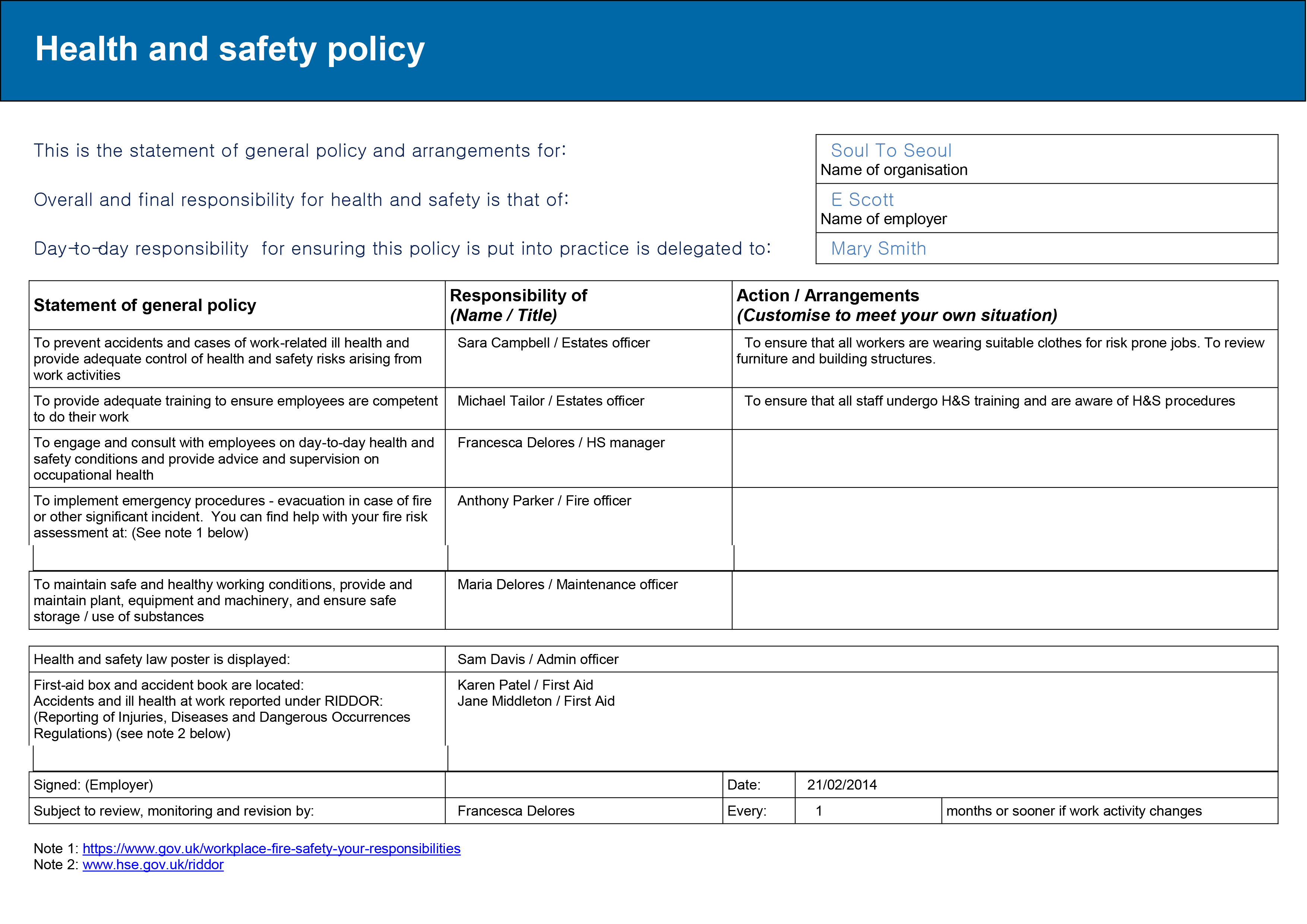 Detail Health And Safety Risk Assessment Template Free Nomer 19