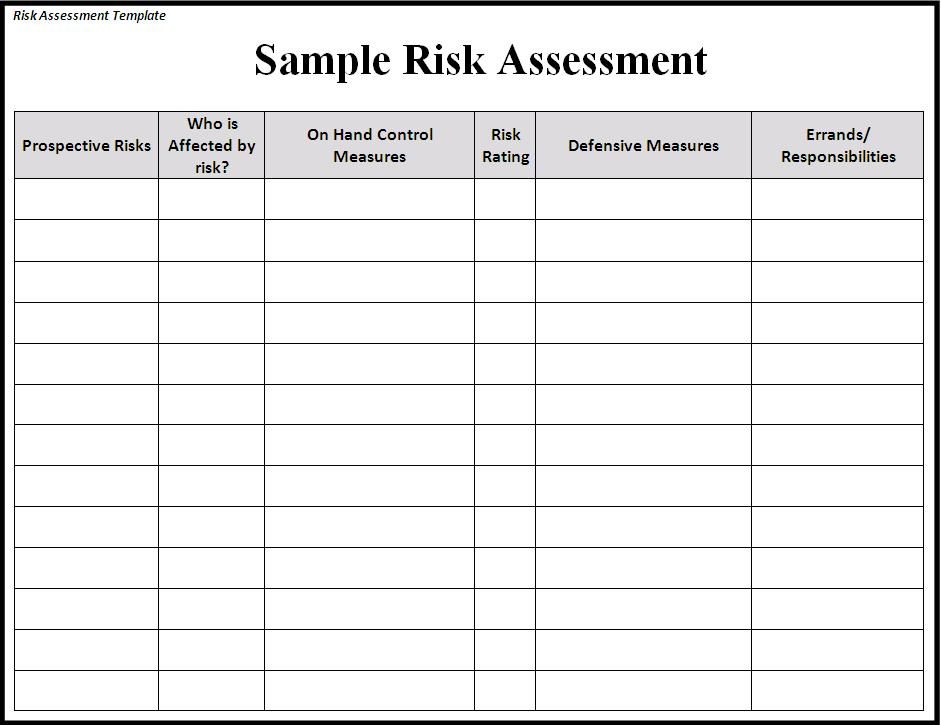 Detail Health And Safety Risk Assessment Template Free Nomer 20
