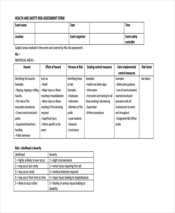 Detail Health And Safety Risk Assessment Template Free Nomer 4