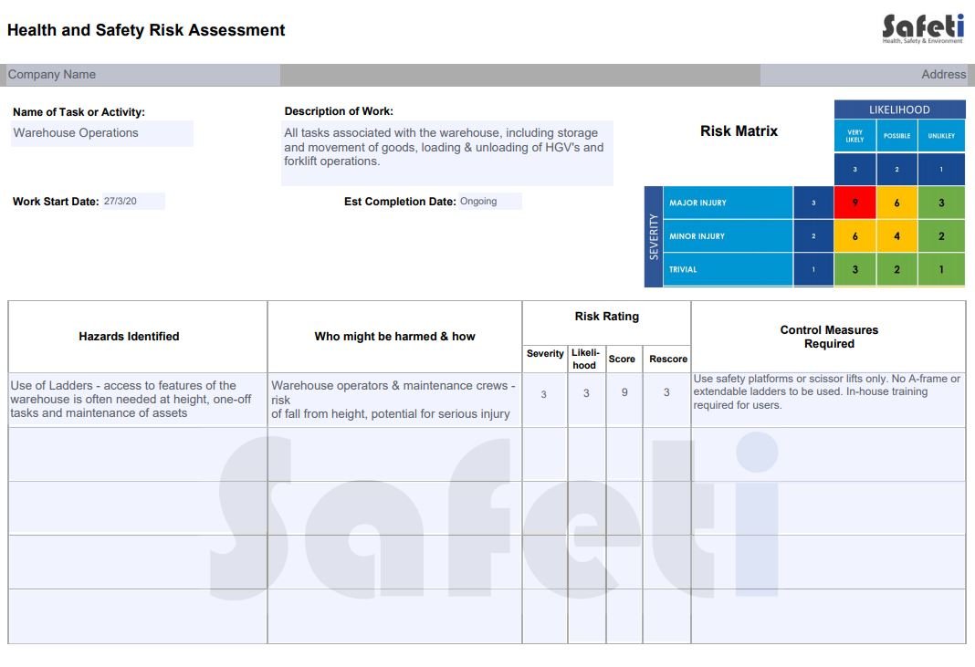 Detail Health And Safety Risk Assessment Template Free Nomer 5
