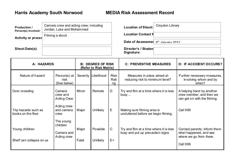 Detail Health And Safety Risk Assessment Template Free Nomer 40